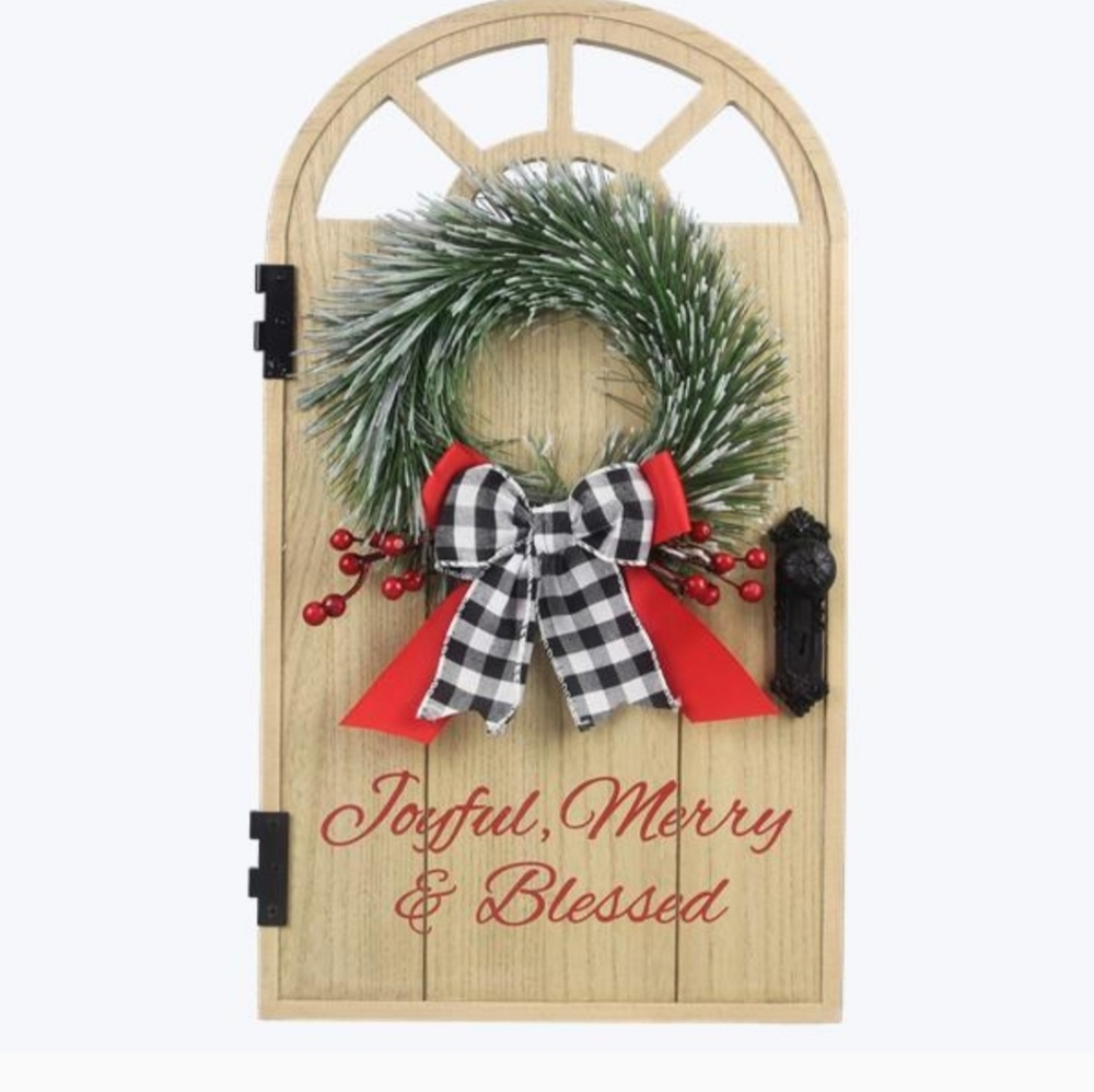 Christmas door with wreath